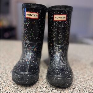 Hunter Black Sparkle Rain Boots